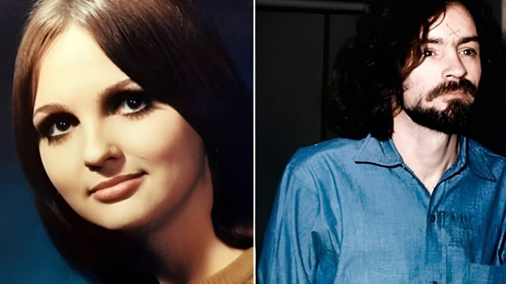 Side-by-side photo of Reet Jurvetson on the left and cult leader Charles Manson on the right.
