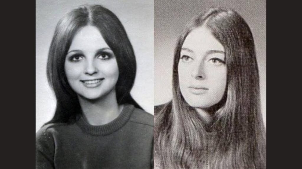Two archival portrait photos of Reet Jurvetson aJane Doe 59 t age 18 showing her appearance before traveling to Los Angeles.
Caption: